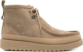 Clarks Wallabee lace-up leather boots - men - Calf Suede/Calf Leather/Rubber - 10.5 - Neutrals
