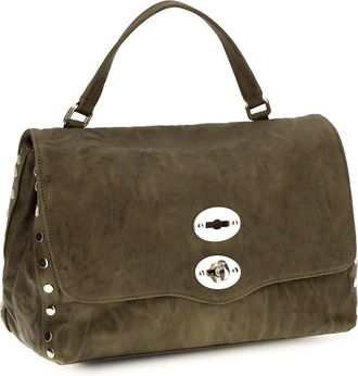 Zanellato Womens Postina Officina Top Handle Bag Brown Valle Del Casentino Suede Shoulder