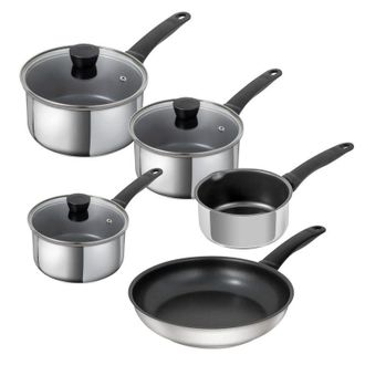 Kuhn Rikon Classic Stainless Steel Induction Safe 5-Piece Mixed Cookware Set in Silver