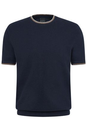 Bugatti T-Shirt BUGATTI, Herren, Gr. XL, blau (390, marine), 100% Baumwolle, unifarben, regular fit, Rundhals, Rippb&uuml;ndchen, Shirts T-Shirt, hochwertig
