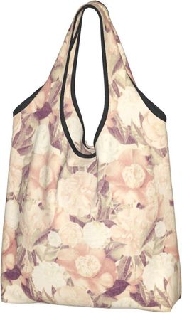 Generic Reusable Grocery Bag,Elegant French Chic Floral Washable Cloth Storage Bag Lightweight Shopping Tote For Women