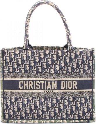 Dior Beige Navy Canvas Tote Bag (Pre-Owned)