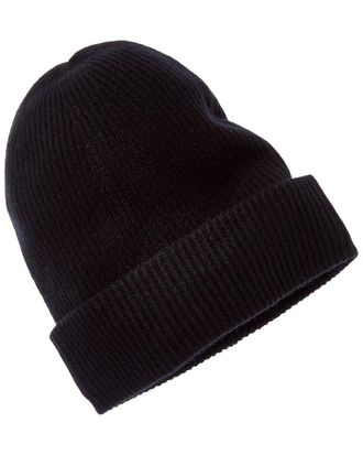 Amicale Cashmere Rib Double Fold-Over Cuff Slouchy Cashmere Hat