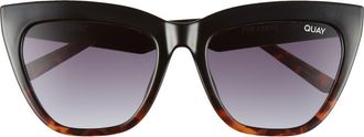 Quay Australia For Keeps 56mm Cat Eye Sunglasses in Blktrt Smk at Nordstrom Rack