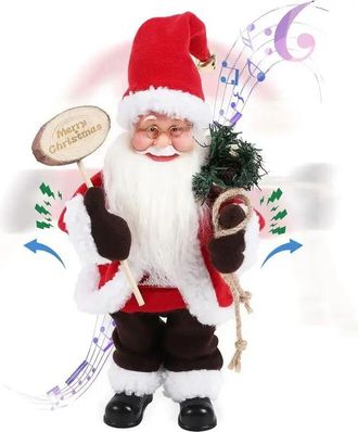 OEM Giocattolo Animato Di Babbo Natale, Babbo Natale Che Canta E Balla Con Viso A Led E Melodia Di Jingle Bells, Decorazione Per Feste Di Natale Al Chiuso