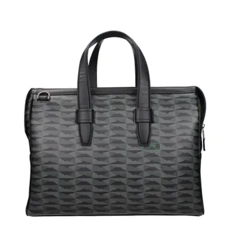 Pineider Herrens Arbeitstaschen Leder Schwarz/Gr&uuml;n