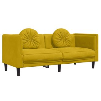 vidaXL Sof&aacute; Con Cojines 2 Plazas Terciopelo Amarillo Vidaxl