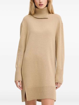 BOSS Geribbelde mini-jurk met col - Beige