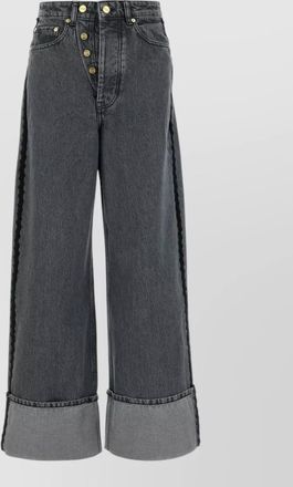 Ganni denim oversized wide-leg trousers