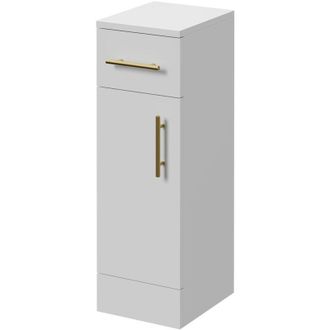 Alexander James Alexander James Gloss White 250mm x 300mm Storage Unit - 250mm - Brushed Brass 96mm Knurled Bar Handle