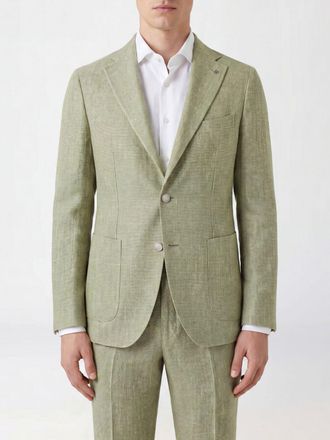 Tagliatore Blazer monopetto in misto lino e cotone con rever a lancia