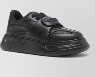 Emporio Armani leather sneakers flat sole round toe