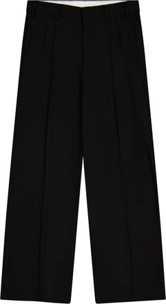 Laneus Wijde broek met dubbele plooien - Heren - Straight fit broeken - Zwart - S - Katoen - Broeken