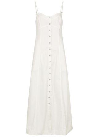 Free People Just Jill Denim Maxi Dress - Ivory - XS (UK 4-6 / XS) - XS (UK 4-6 /xs)