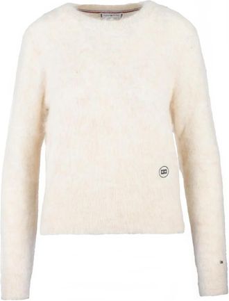 Tommy Hilfiger Maglioncino corto - Dames - Ronde hals truien - Wit - L - Wol - Truien & Vesten