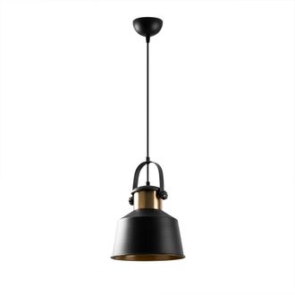 Wonderlamp L&aacute;mpara colgante retro negro y lat&oacute;n altura ajustable m&aacute;xima 126 cm
