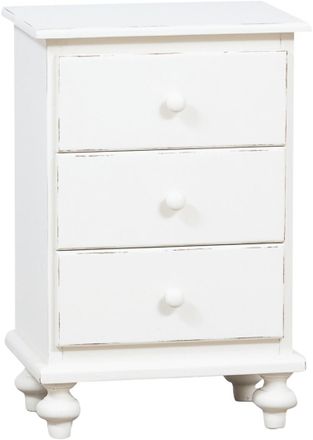 Biscottini International Biscottini - Mesita De Noche De Estilo Country De Madera Maciza De Tilo Acabado Con Efecto Blanco Envejecido 50x35x75 Cm