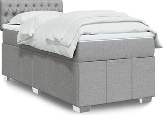 vidaXL Cama Box Spring Con Colch&oacute;n Tela Gris Claro 80x200 Cm Vidaxl