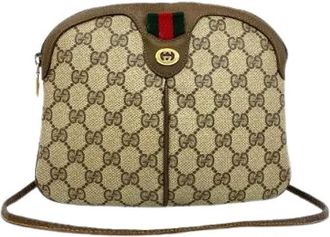 Gucci Pre-owned GG Leren Schoudertas - Dames - Vintage Schoudertas - Bruin - ONE Size - Leer - Vintage