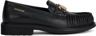 Love Moschino Instappers van Leer - Dames - Loafers - Zwart - 36 EU - Leer - Schoenen