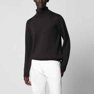 Roberto Collina Maglia dolcevita marrone in lana