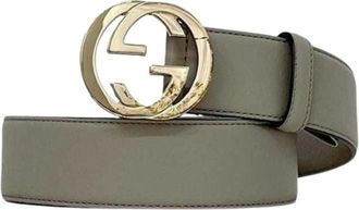Gucci Pre-owned Vintage Leren Riem - unisex - Vintage Accessoires - Grijs - ONE Size - Leer - Vintage