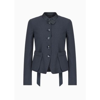 Emporio Armani Womens Faux-Galuchat Fabric Jacket in Dark Grey Viscose - Size 6 UK