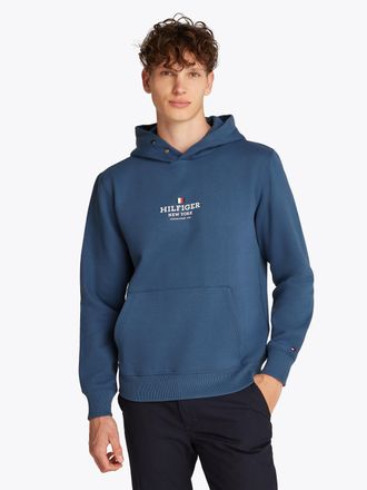 Tommy Hilfiger Hoodie TOMMY HILFIGER, Herren, Gr. XXL, blau (aegean sea), Sweatware, Obermaterial: 60% Baumwolle, 40% Polyester, bequem h&uuml;ftlang, Rippb&uuml;ndchen, Sweat