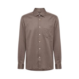 Kiton Nerano overhemd - Heren - Overhemden - Bruin - Maat: 4XL Katoen