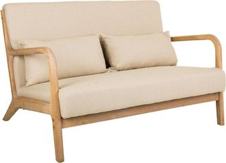 Wanderlust Deco Sof&aacute; De Madera Y Tapizado Color Crema 122x85x34/74