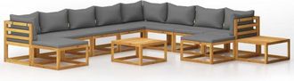 vidaXL Muebles De Jard&iacute;n 12 Pzas Cojines Madera Maciza De Acacia Vidaxl