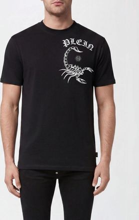Philipp Plein T-shirt in cotone tinta unita con logo a contrasto