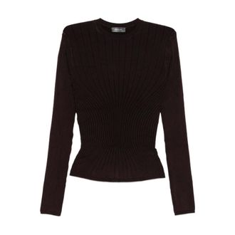 MUGLER Long Sleeve T-Shirts, female, Purple, XS, Sculpting Knit Top