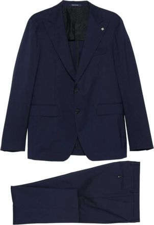 Tagliatore Abito con dettagli a spilla - Heren - Business pakken - Blauw - L - Leer - Kostuums