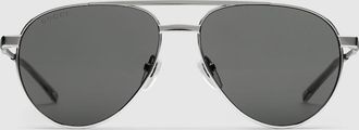 Gucci Aviator Frame Sunglasses, Silver