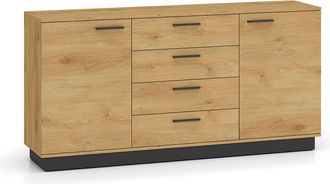 Petits Meubles Aparador 2 puertas 4 cajones estratificado marrón Negro