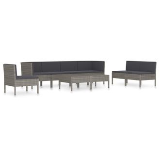vidaXL 9 Pcs Garden Lounge Set Con Coj&iacute;n Mimbre Pe Gray