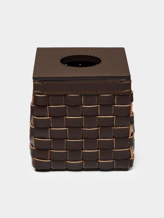 Riviere Woven Leather Tissue Box