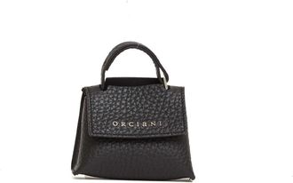 Orciani Textured Soft Nero Leather Charms Handbag