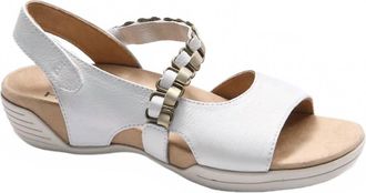 H&auml;lsa Footwear Womens Destiny Hook-And-Loop Straps Sandals In White/gold