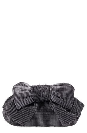 Nina Pleated Bow Clutch in Gunmetal at Nordstrom