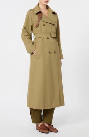 Max Mara Water Repellent Gabardine Trench Coat in Kaki at Nordstrom, Size 10