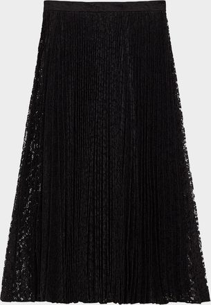 Theory Leopard Lace Sunburst Midi Skirt