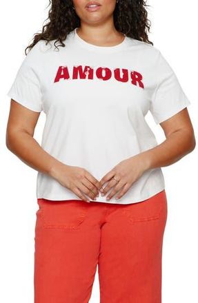 Sanctuary Embellished Organic Cotton Graphic T-Shirt in White/Cherry Lacquer at Nordstrom Rack, Size 2 X