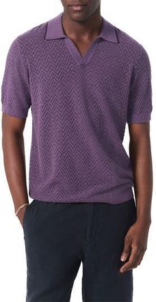 Rag & Bone Zuma Johnny Collar Chevron Terry Cloth Polo in Purple at Nordstrom Rack, Size Small