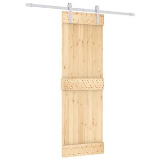 Berkfield Home Sliding Door with Hardware Set 70x210 cm Solid Wood Pine in Light Tan