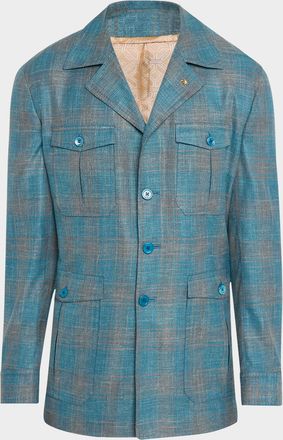 Stefano Ricci Mens Plaid Four-Pocket Field Jacket