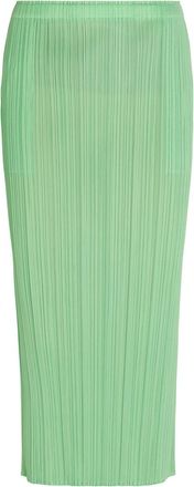 Pleats Please Issey Miyake Pleated Woven Midi Skirt - Light Green - 5