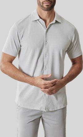 Robert Barakett Sterling Short Sleeve Knit Button-Up Shirt in Moonstone at Nordstrom, Size Xx-Large