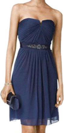 Adrianna Papell Embellished Strapless Cocktail Dress In Navy